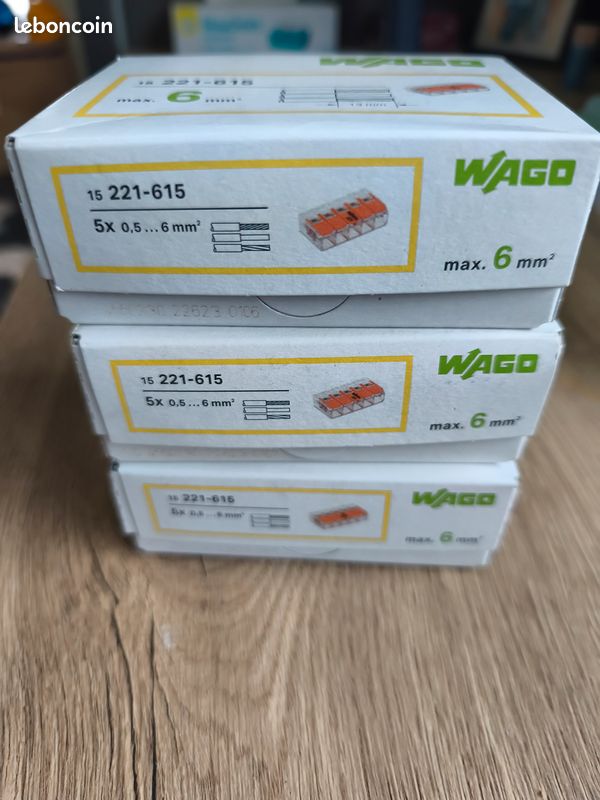 WAGO - Boîte de 15 Bornes auto fils Souple 6mm² / Rigide - Réf 221-615 (image 3)