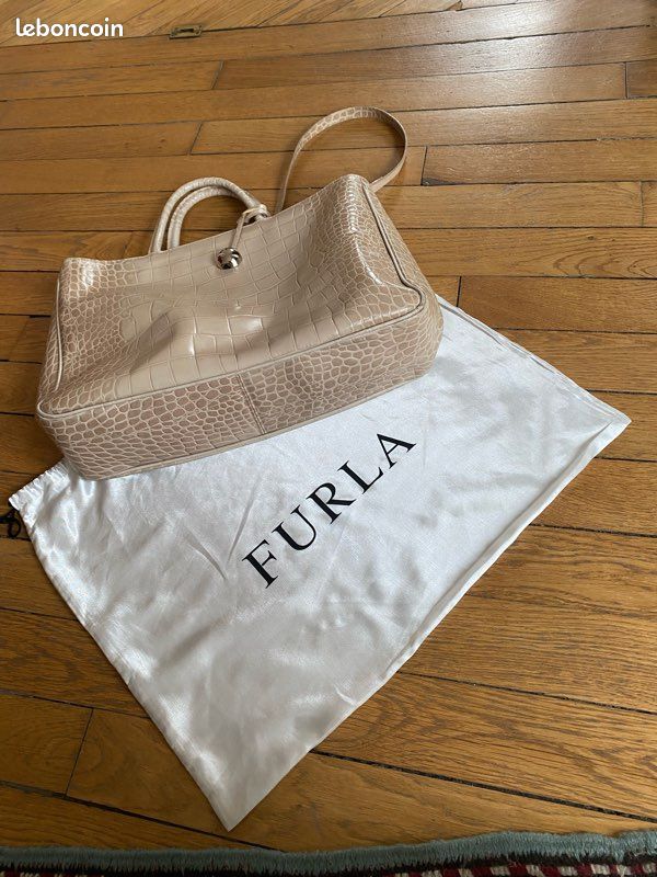 Sac cabas Furla cuir façon croco beige (image 4)
