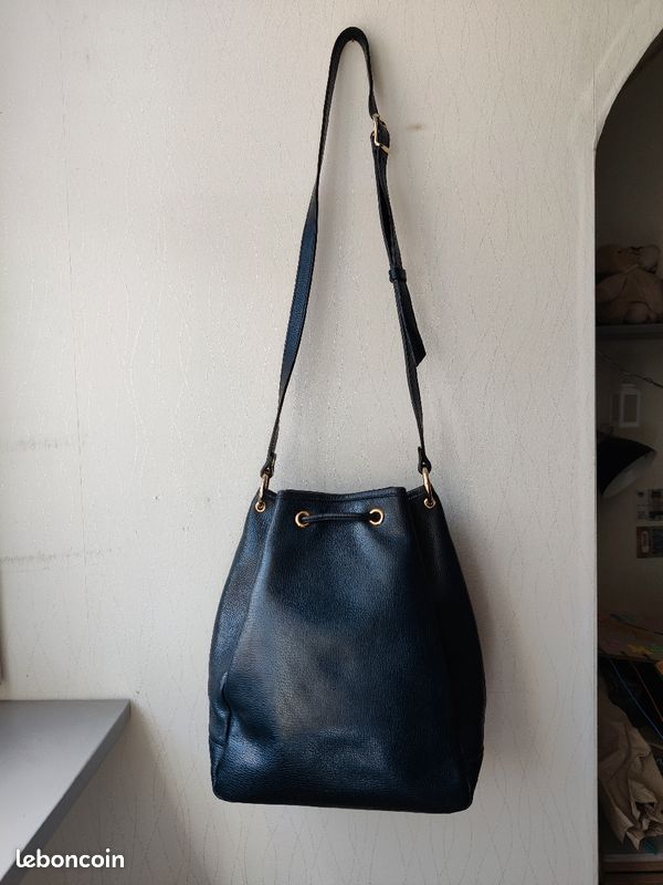 Sac sceau Lamarthe en cuir bleu marine (image 4)