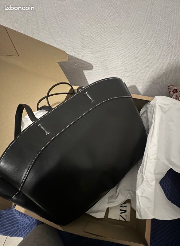 Zara France Sac A Main Cours Zara Sac Noir Cabas Personnalisé « SM