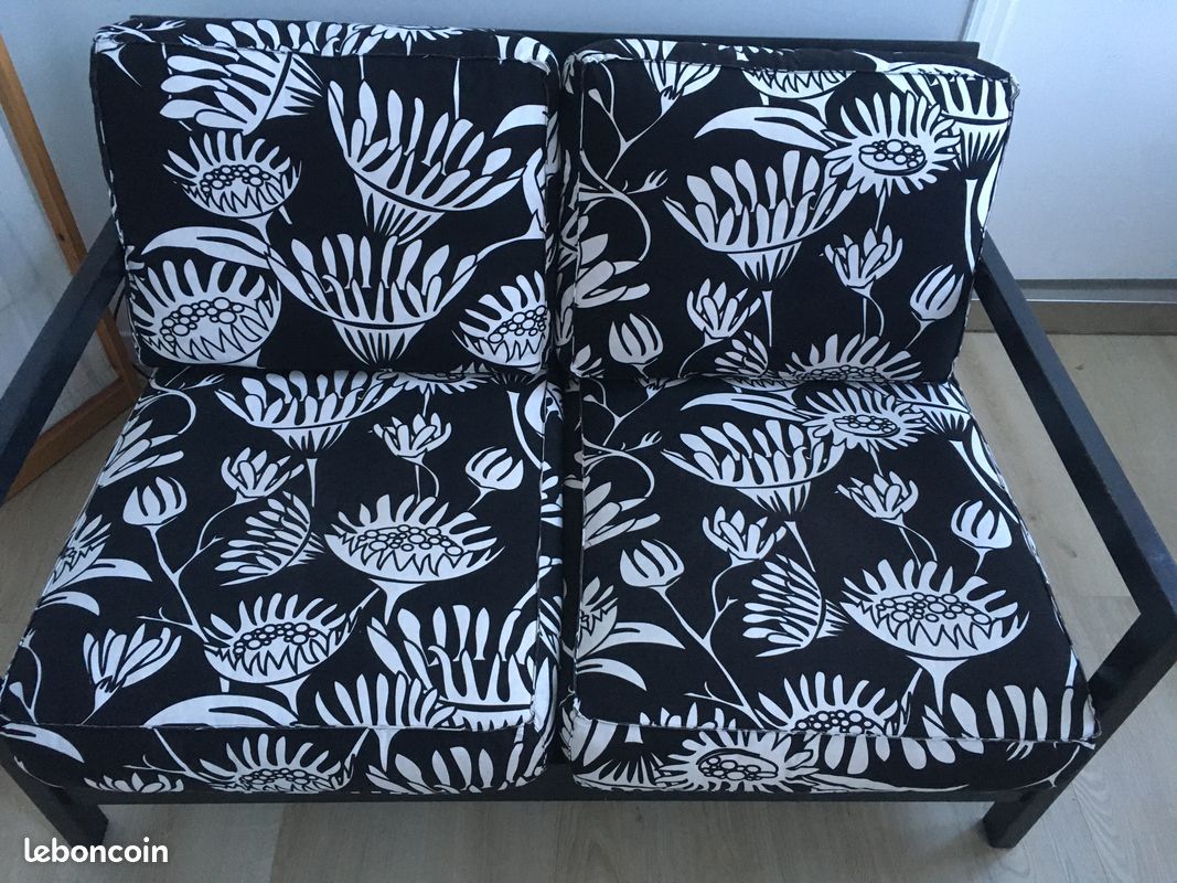 Banquette motifs noir/blanc deux places (image 2)