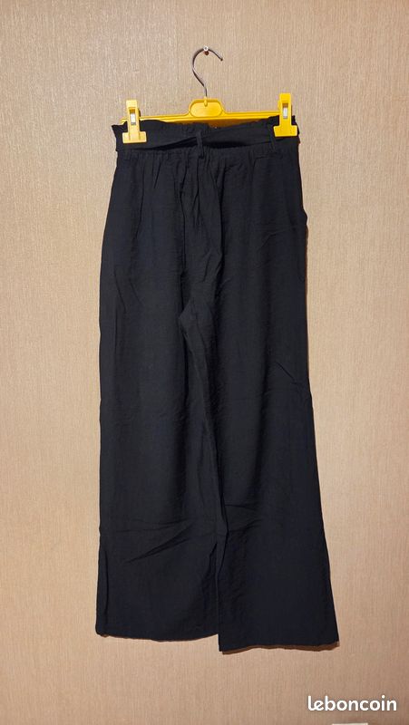 Pantalon fluide large noir avec ceinture + élastique a la taille orcelly (image 5)