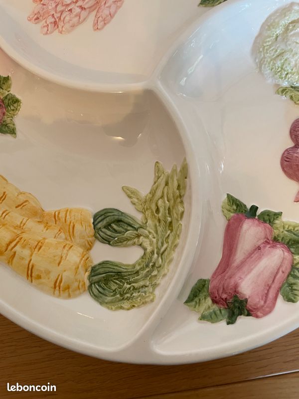 Plat à crudités en argent et verre