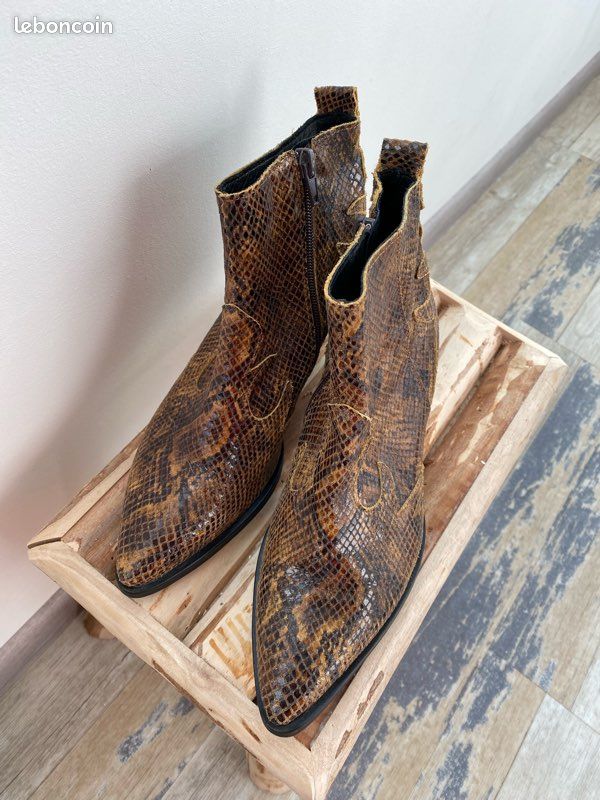 Cuir Santiag Python Femme Boots Style Santiag Shop