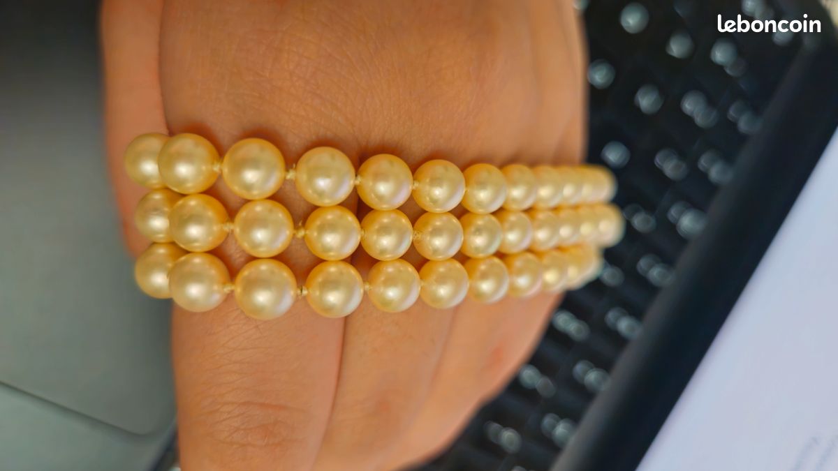 Collier En Perles De Culture Naturelles Ovales Et Améthyste - Bon état - Bijou France