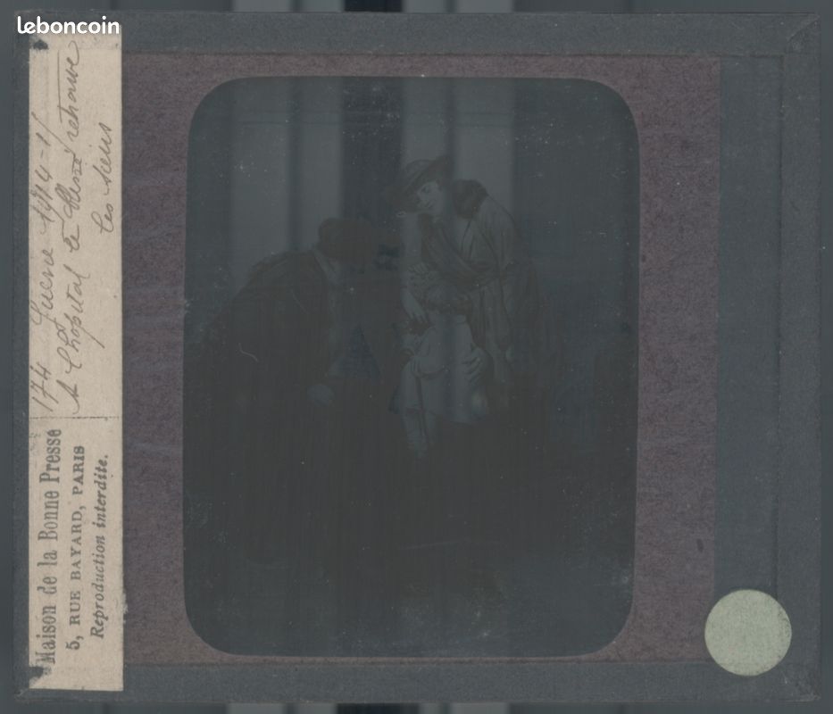 Guerre 14-18, cathédrale de Reims, plaque verre, noir & blanc, positif 8,5x10 cm - Collection