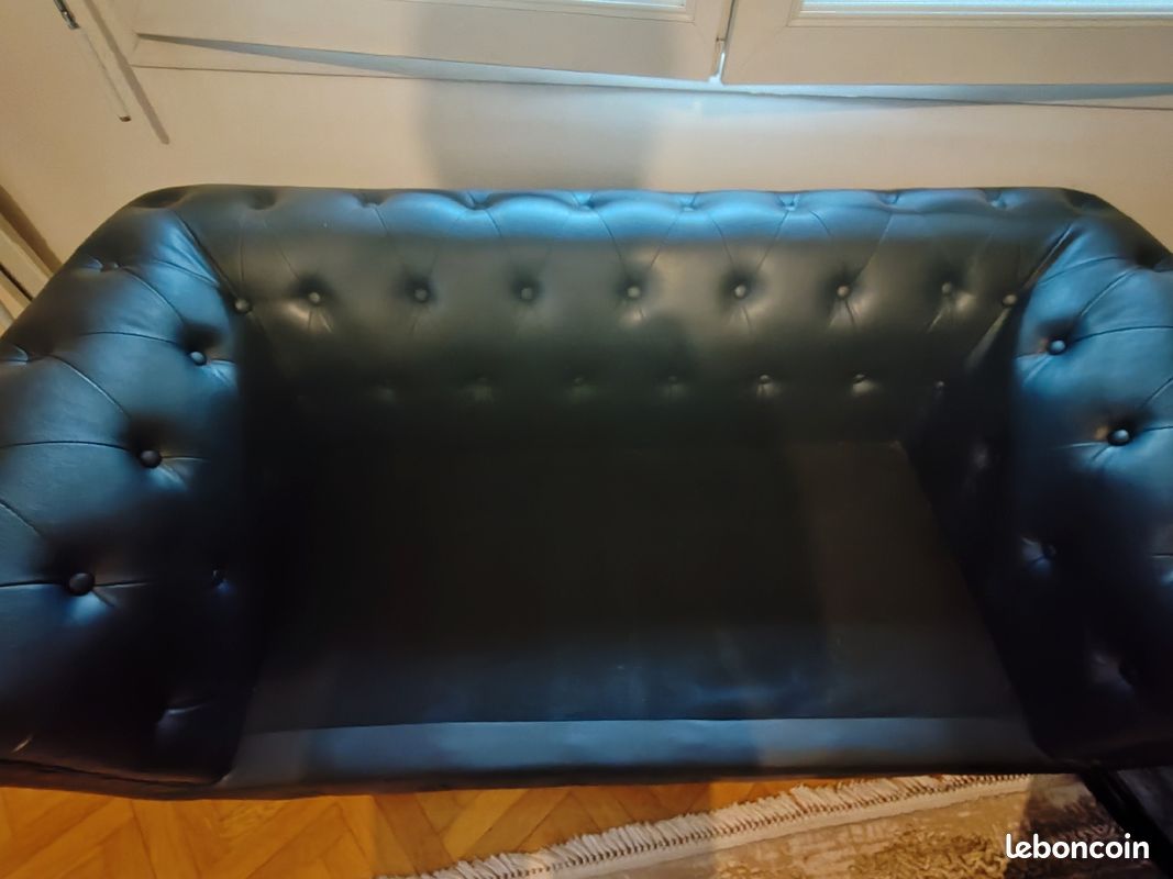 Canapé chesterfield semili cuir 2 places (image 1)