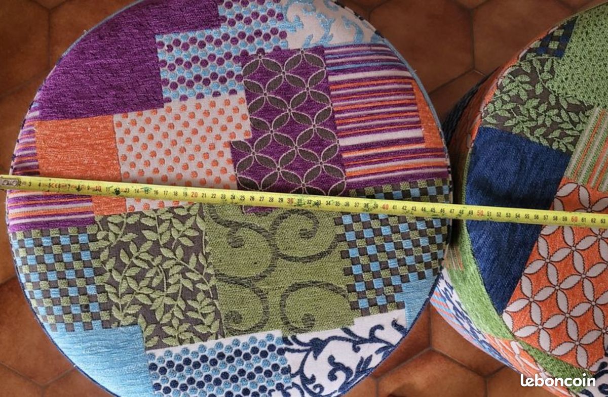 2 Poufs POLTRONESOFÀ en tissu bigarré/patchwork (image 2)