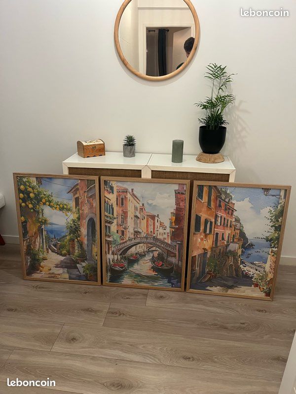 Triptyque tableaux déco Scènes italiennes & Venise – Style méditerranéen / chaleureux (image 1)