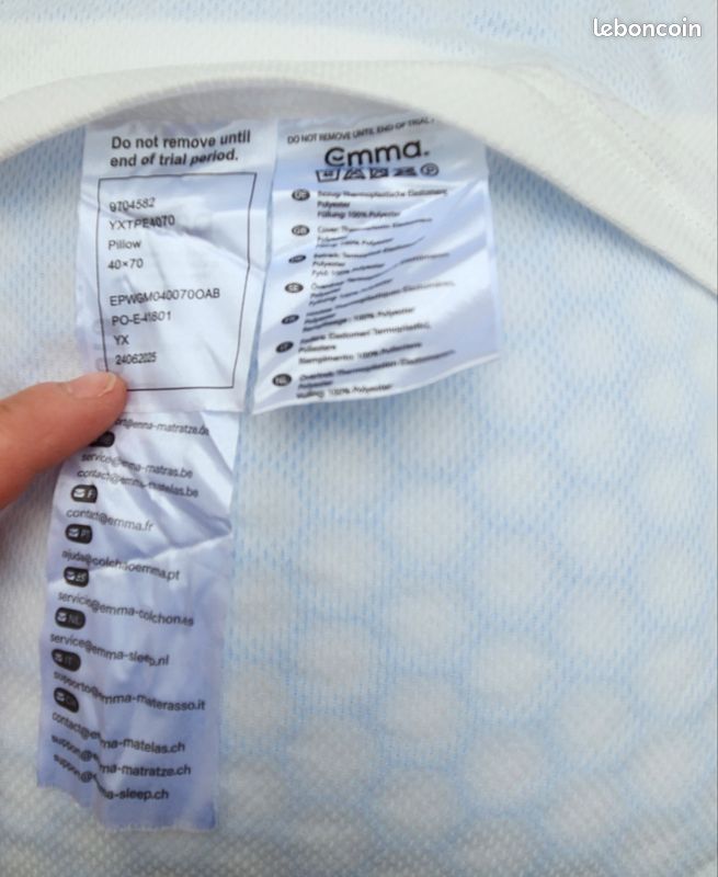 URGENT - Oreillers NUAGE ÉLITE de Emma matelas (image 5)