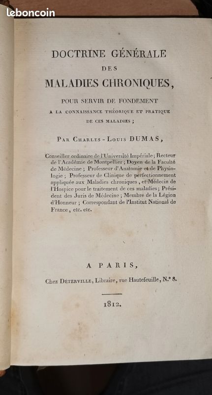 Doctrine générale des maladies chroniques 1812 Dumas (image 3)