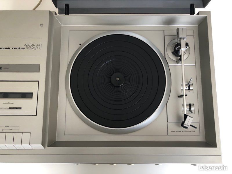 Tourne-Disque Philips Vintage – Platine Vinyle Stéréo – Diamant – Argenté