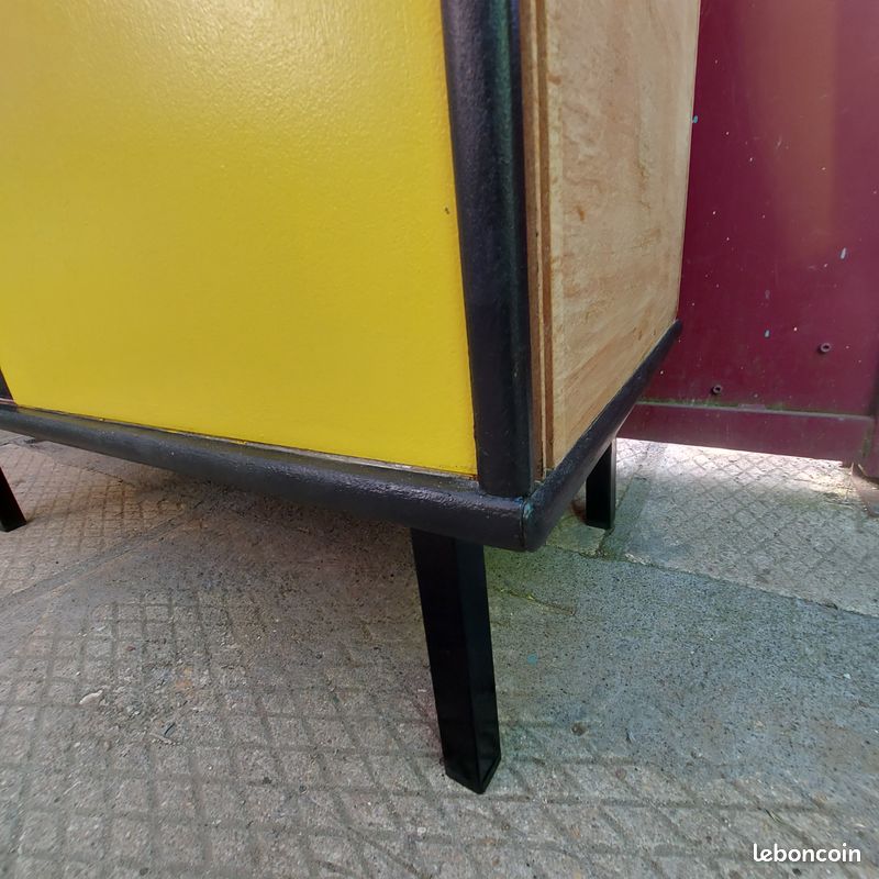 Meuble MD jaune noir bois 1970 (image 5)