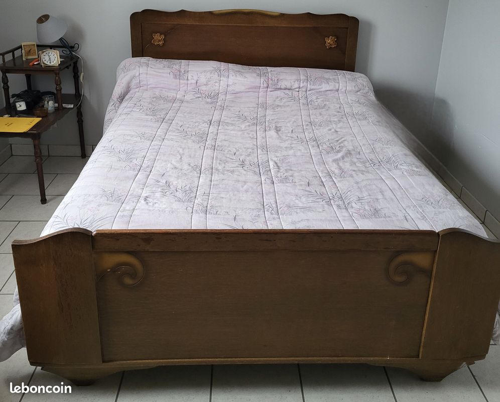 Chambre à Coucher Vintage Complète Années 50/60 - Lit, Armoire, Table De Chevet