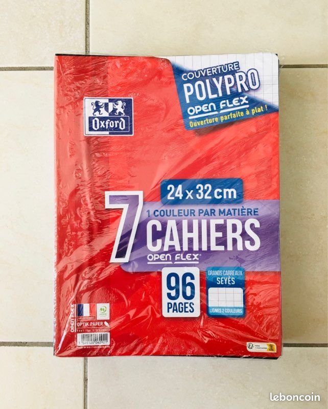 OXFORD Lot 3 Cahiers 24x32 Grands Carreaux Seyès 96 Pages – OpenFlex Polypro 90g, Couverture Souple Rigide, Couleurs Assorties