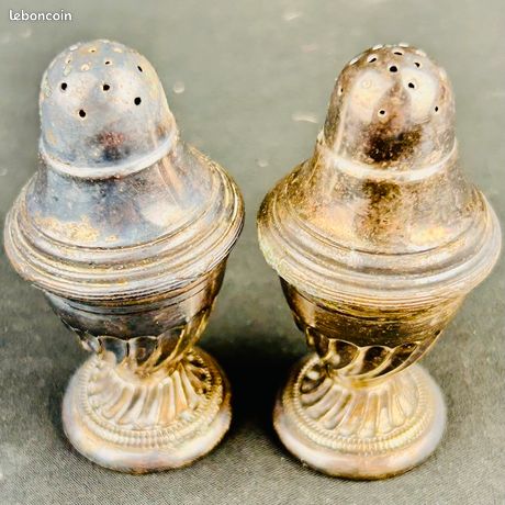 Lot De 3 Salières En Cristal Et Argent Massif - Blanc - Art De La Table Vintage