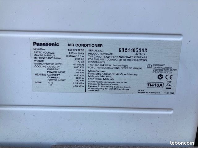 Pompe à chaleur Panasonic pour 4 splits- Échangeur à remplacer (image 3)