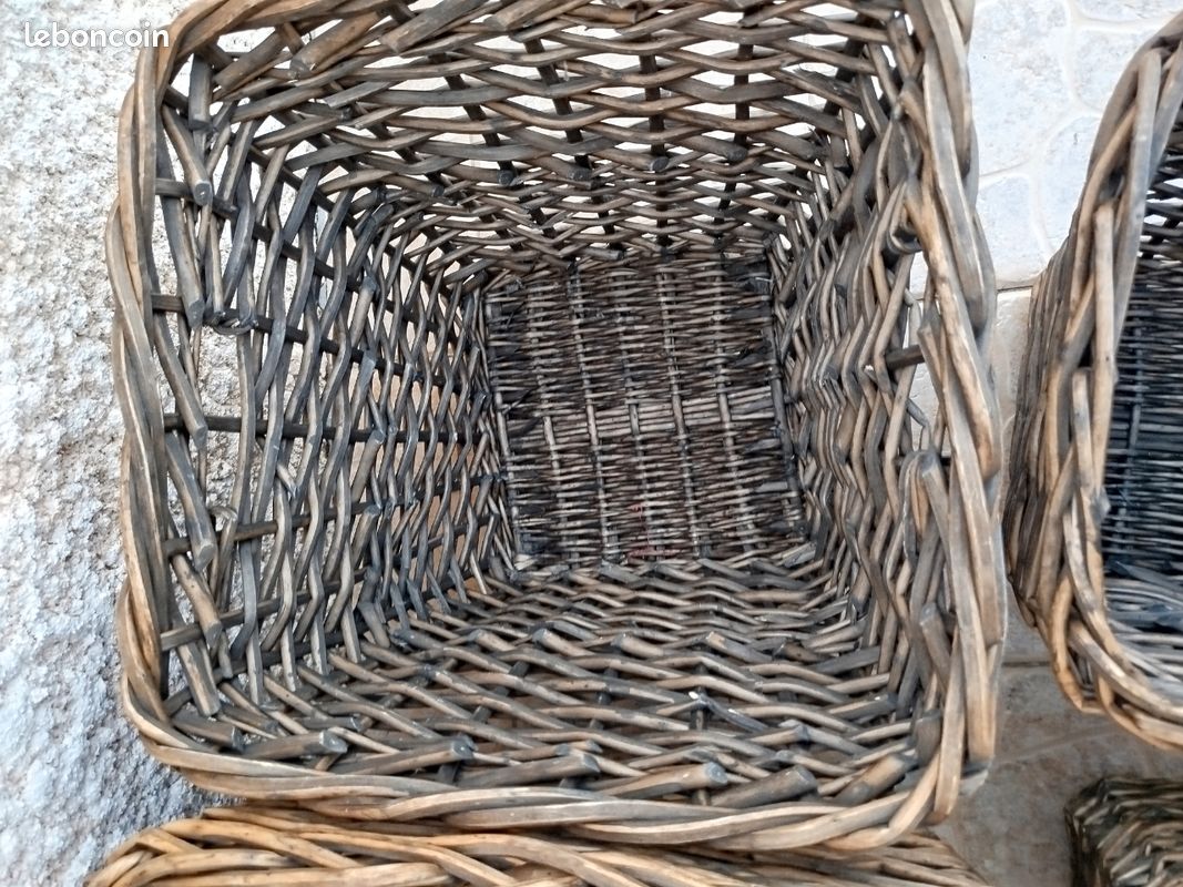 Set de 4 panières/ corbeilles tressés avec poignées en rotin (image 6)