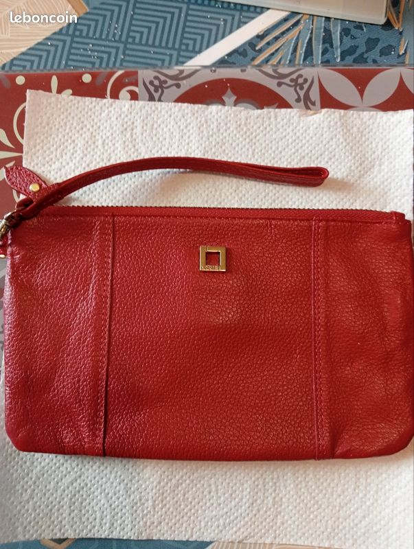 Superbe pochette cuir grainé rouge Lodis. Neuve (image 1)