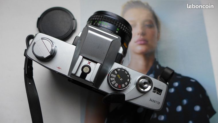 MINOLTA SRT 303B Chrome + MC Rokkor-PF 50mm f/1.7 – Très bon état EUR 149,00 - FR