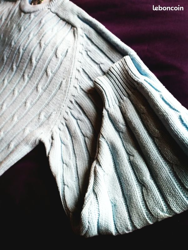 Pull torsades bleu ciel Vintage parfait état (image 3)