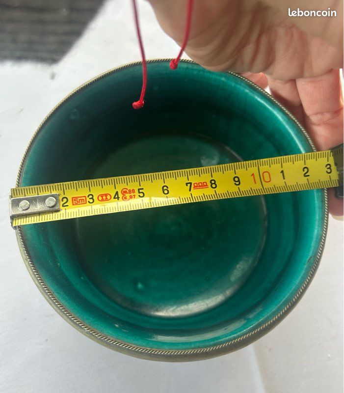 Bol ethnique céramique verte et métal (image 9)