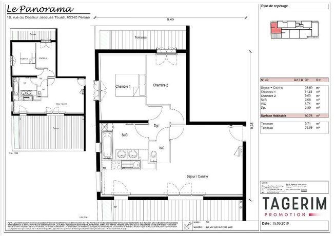 Appartement a louer persan - 3 pièce(s) - 60 m2 - Surfyn