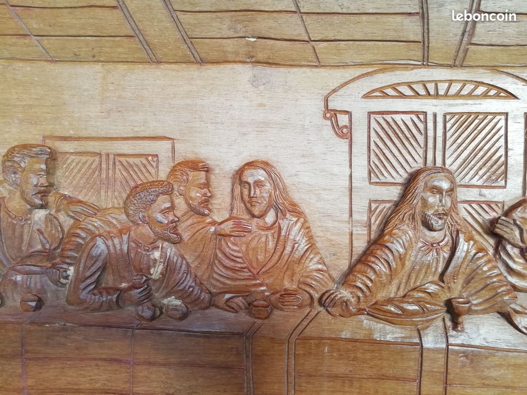 Fresque repas de jésus sculptée en bois de palissandre (image 6)