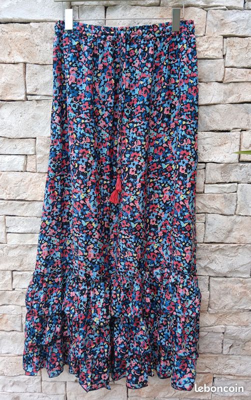 TRAFZA-Mini Jupe Taille Haute pour Femme,Décoration de Fleur Rouge
