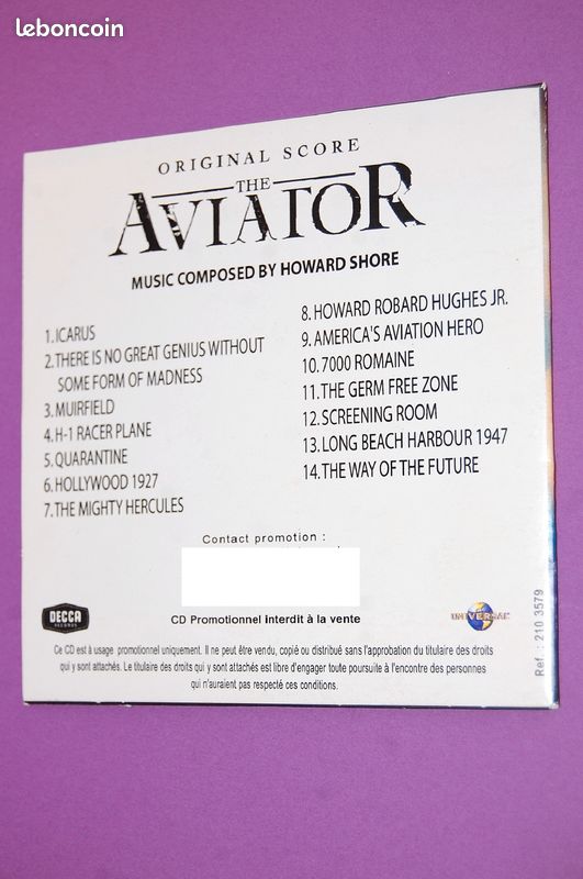 HDCD The Aviator, Bande originale, 2005, Howard Shore, TBE (MBOF) (image 2)