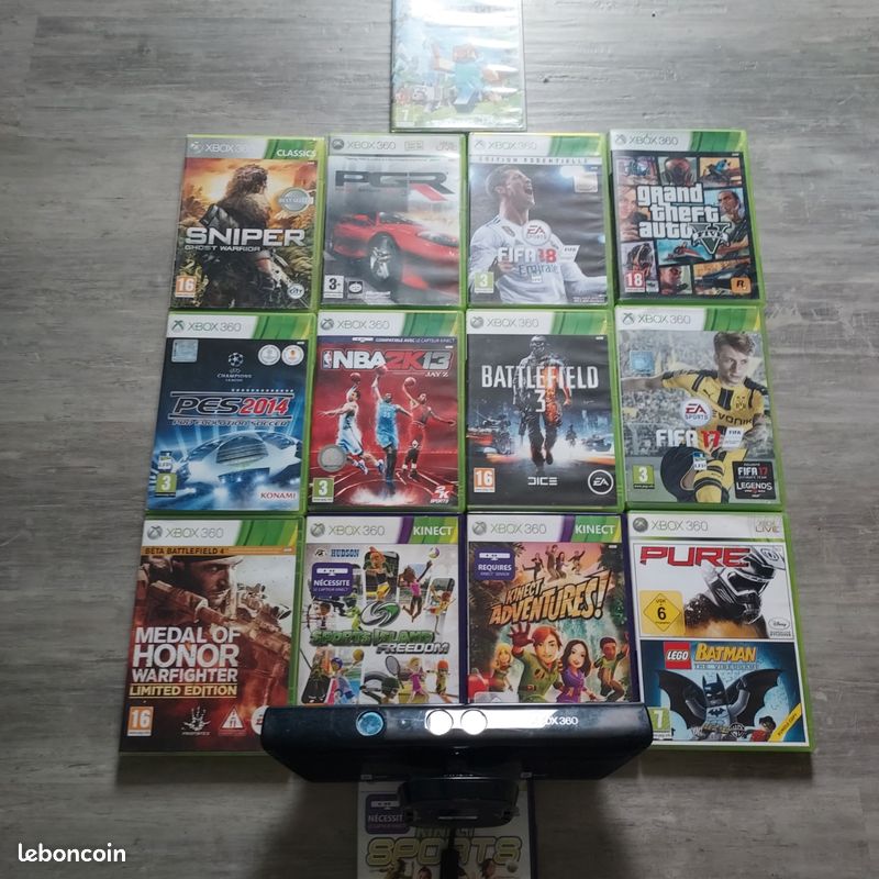 Xbox 360 avec manettes et 14 jeux (image 2)