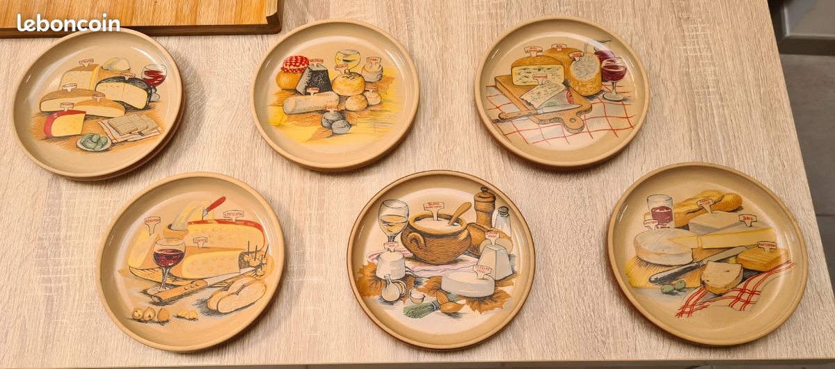 Lot De 6 Assiettes à Fromage Gien – Porcelaine, France – Diamètre 19 Cm – Bon état
