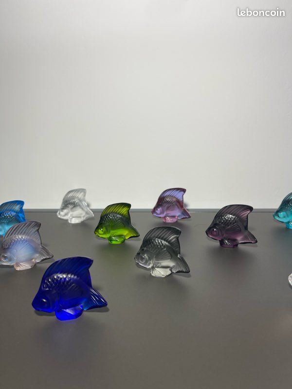 Lot de 12 poissons en cristal Lalique – Collection multicolore – Signés (image 4)