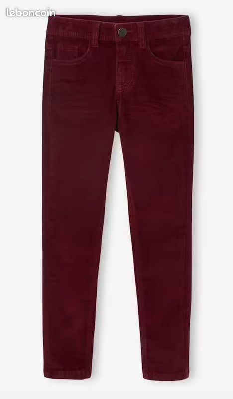 Pantalon slim velours garçon - bordeaux (Vertbaudet) (image 1)