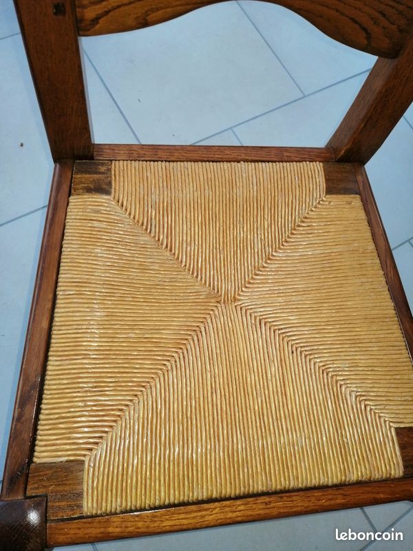 Vends lot de 6 chaises en chênes chevillées et paille antiquaire (image 3)