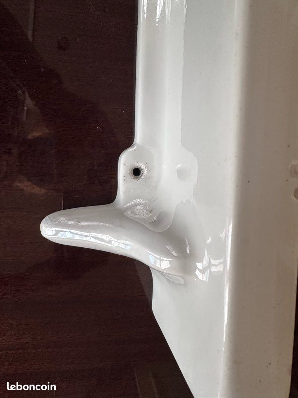 Étagère / tablette ancienne en porcelaine émaillée — salle de bain rétro (image 7)