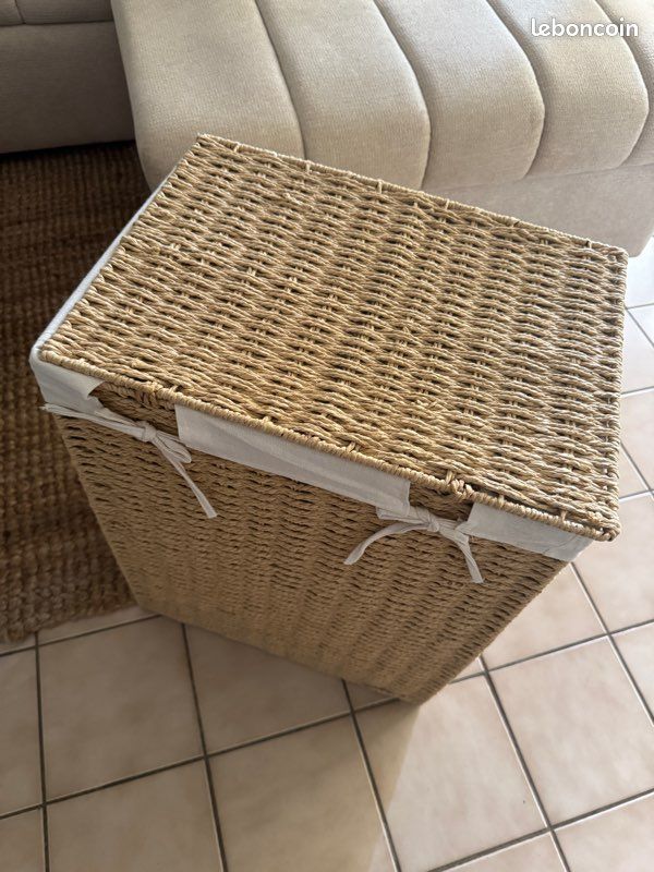 Coffre à linge en corde 55x45x32cm (image 4)