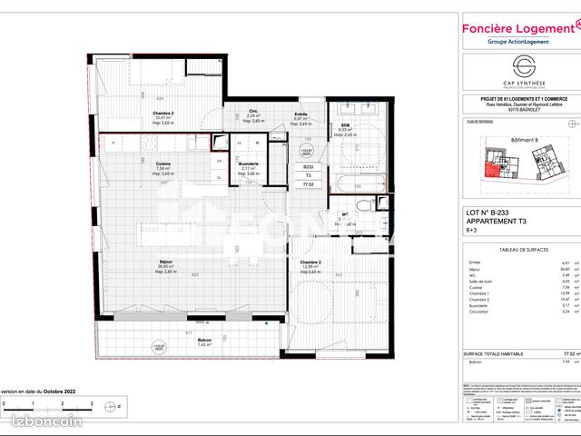 Appartement a louer bagnolet - 3 pièce(s) - 77 m2 - Surfyn