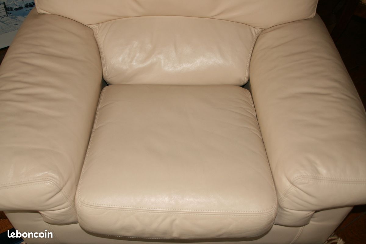 Fauteuil en cuir Ivoire (image 4)