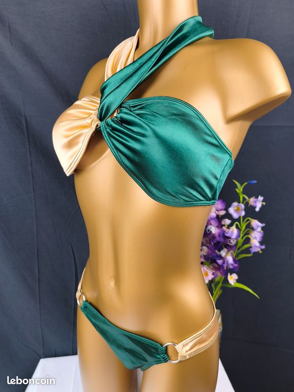Maillot de bain 2 pièces satiné bicolore , design original & tendance / Taille M 38/40 (image 5)