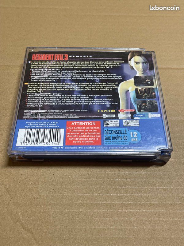 RESIDENT EVIL 3 NEMESIS DREAMCAST SEGA PAL FR