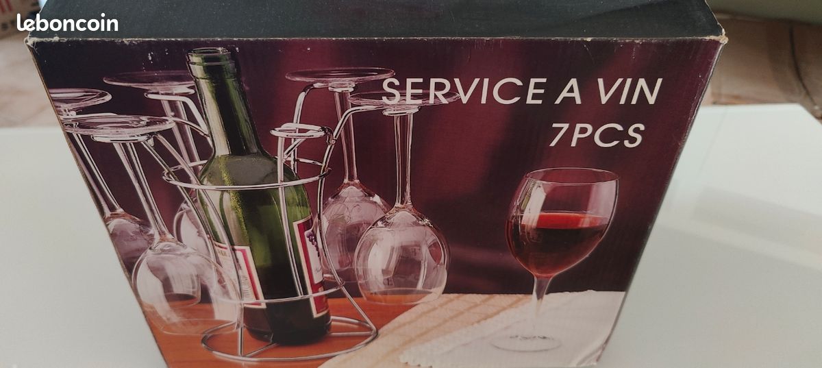 Service à vin 7 pièces NEUF - Porte-bouteille et 6 verres (image 1)