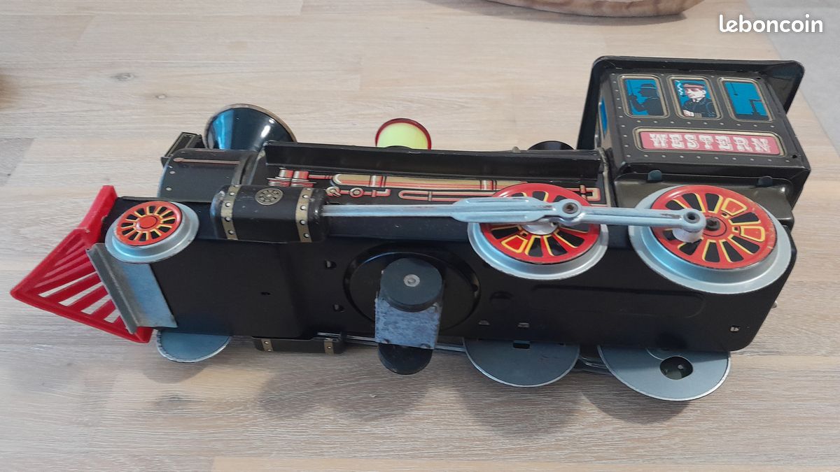 Jouet Ancien Locomotive à Vapeur En Tôle - Sérigraphiée - Années 50/60