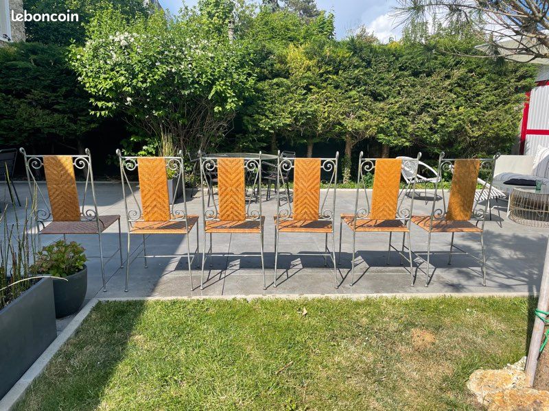 Lot de 6 chaises fer forgé et osier (image 2)