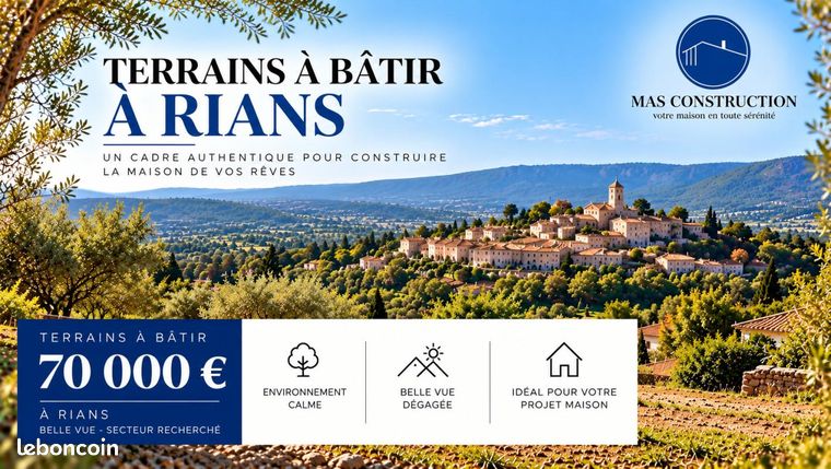 Terrain 850 m² Rians