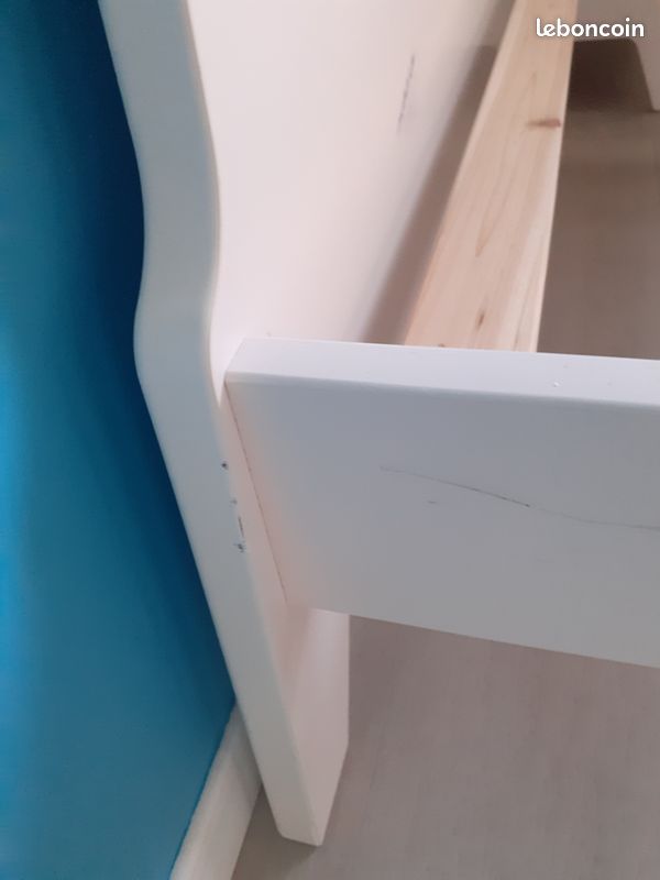 Lit enfant 90*190 blanc en bois avec table chevet (image 4)
