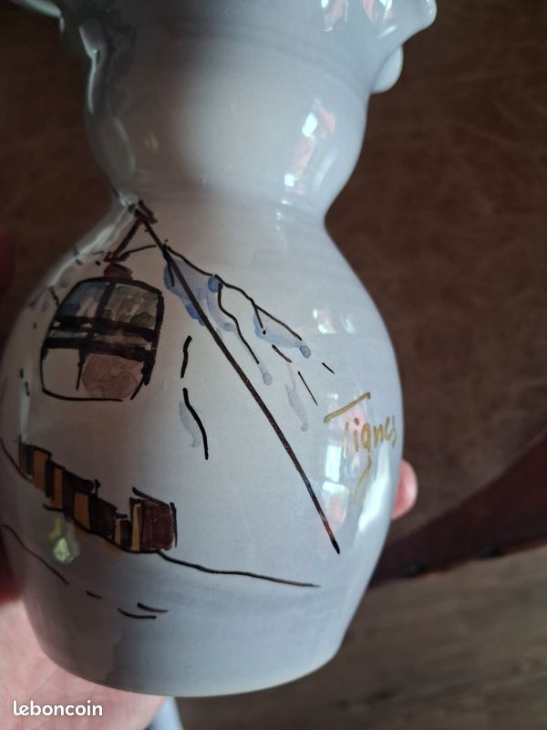 Vase vintage en céramique peint à la main – Déco Chalet / Montagne – Très bon état (image 7)