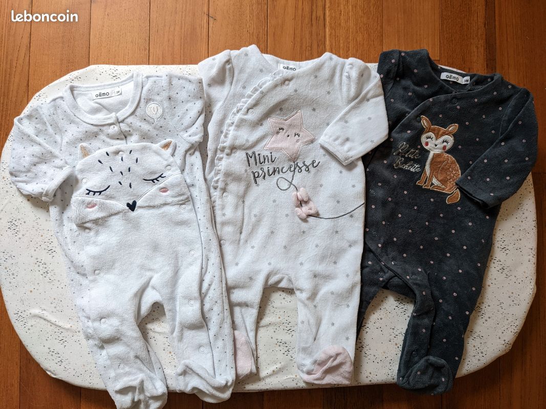 Pyjama velours 3 mois fille (image 1)