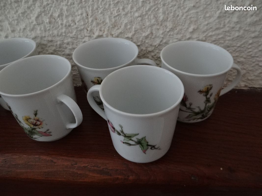 Lot de 6 tasses à café Mobil vintage très bon état en porcelaine fine (image 8)