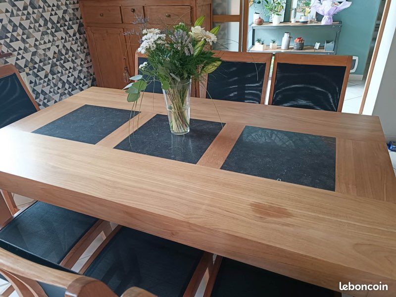 Table teck + chaises (image 2)
